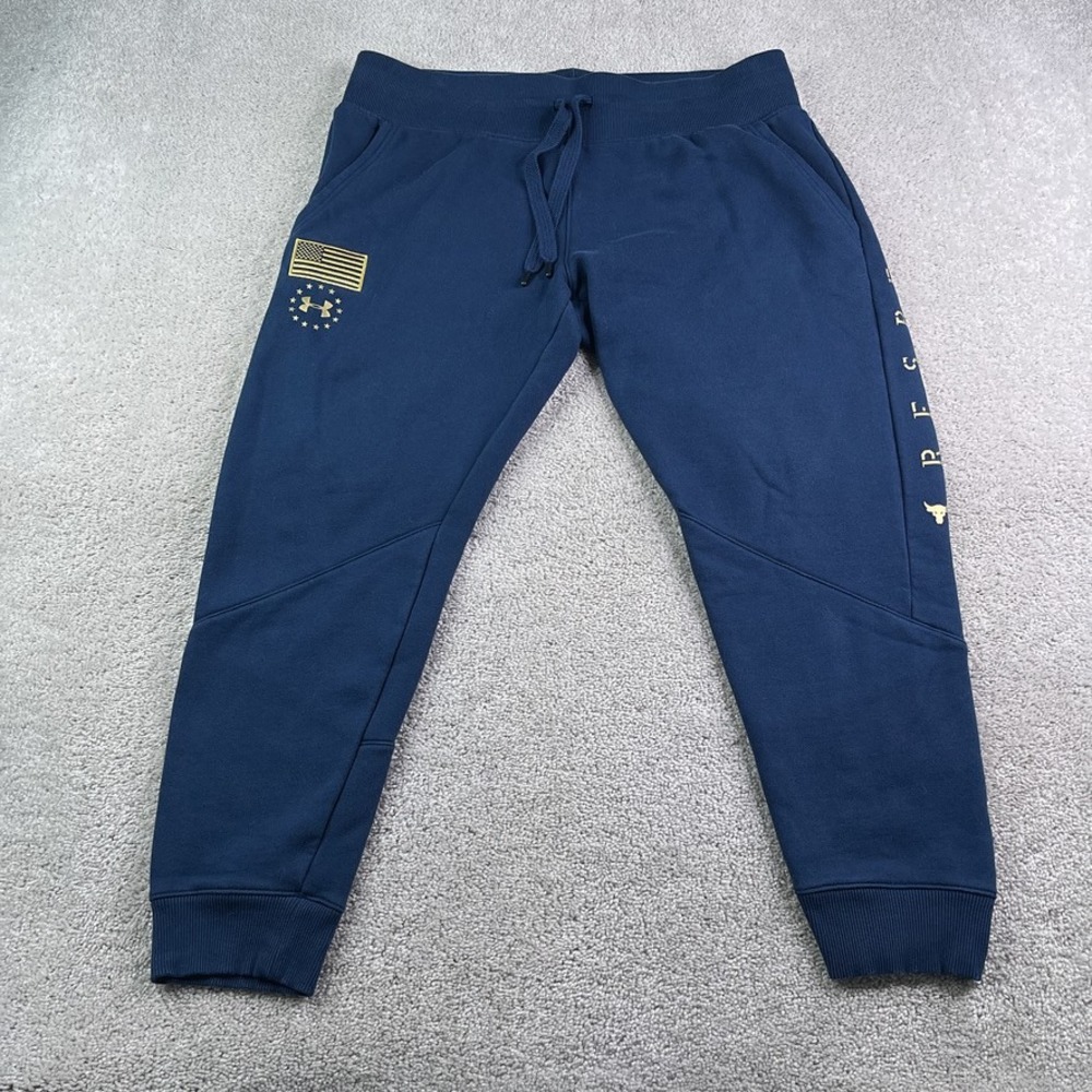 Under Armour Joggers Mens XL Blue Project Rock Freedom Respect Fleece Sweatpants